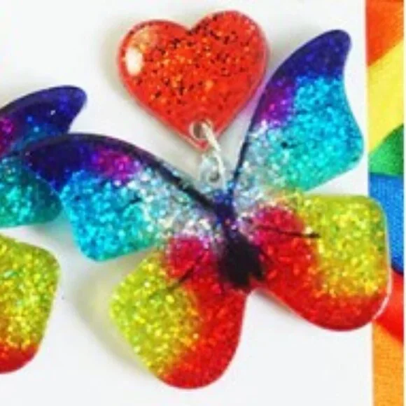 2 pairs! Rainbow Flag Festival Shine Bright Love Acrylic Color Tassel Earrings - Picture 3 of 5